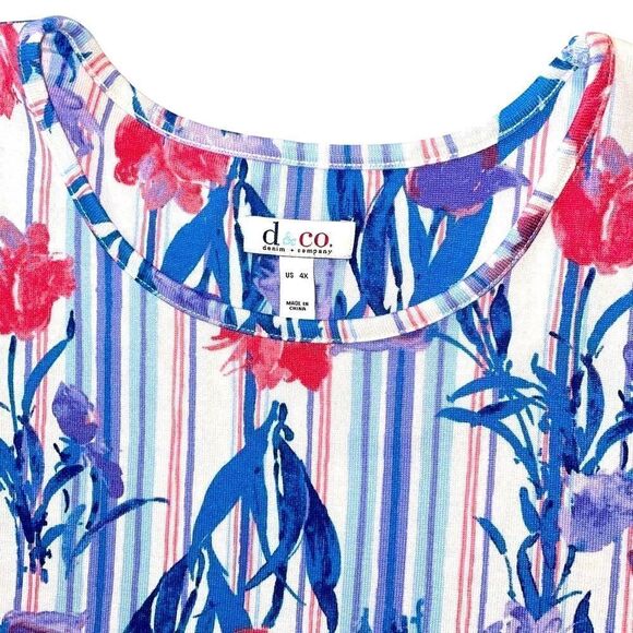d & co. Botanical print soft 3/4 sleeve top size 4X - Picture 2 of 9